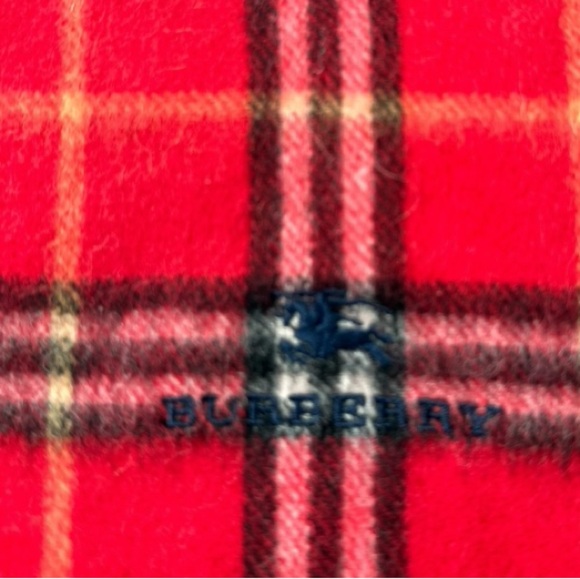 Burberry Red Check Lambswool Scarf - Picture 5 of 7